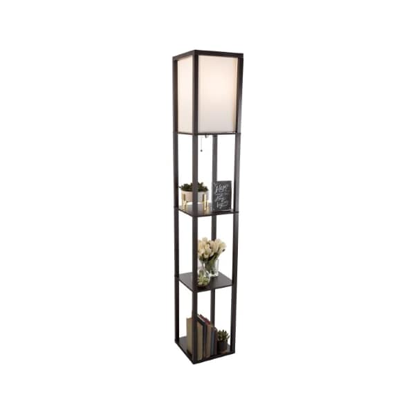 Hastings Home Hastings Home Floor Lamp Etagere Style with LED Light Bulb and 3 Tiers Storage Shelves (Black) 142906RCX - main